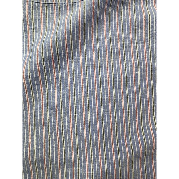 J. McLaughlin Shirt Mens XL XLARGE Blue‎ Striped Linen Cotton Blend Button Down - Picture 5 of 16